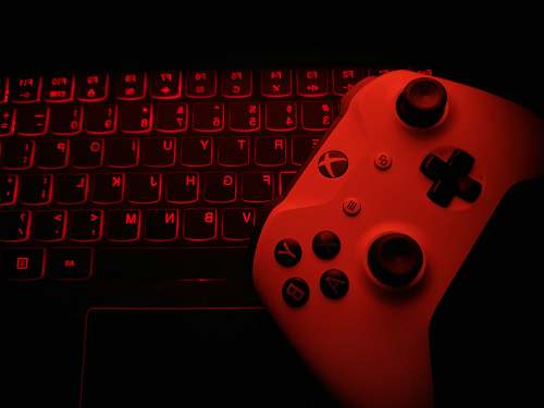 computer hardware red Xbox game controller computer keyboard